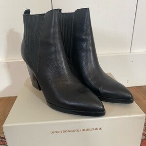 Marc Fischer Alva Black Leather Pointy Toe Booties - 7.5